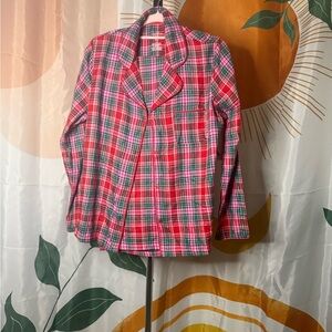 Red Plaid Button-Up PJ Set!